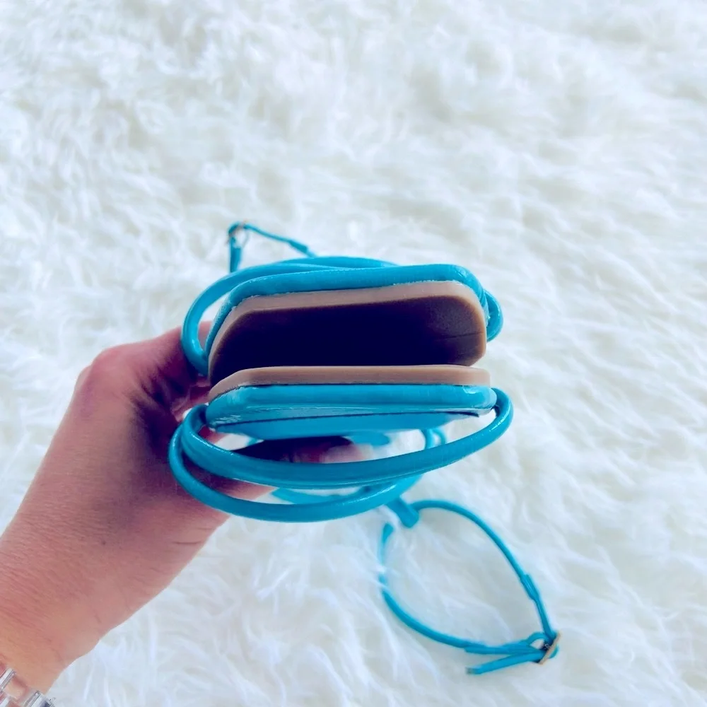 🤍New! Shein Mint Strappy Ankle Flat Sandals